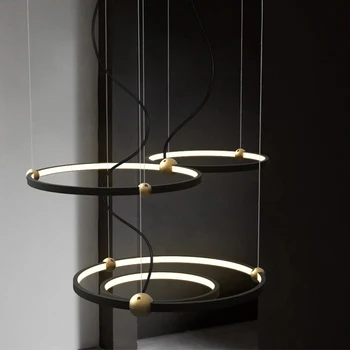 

Postmodern Designer Round Ring Star Band LED Pendant Lights Lighting Nordic Loft Art Restaurant Deco Pendant Lamp Light Fixtures