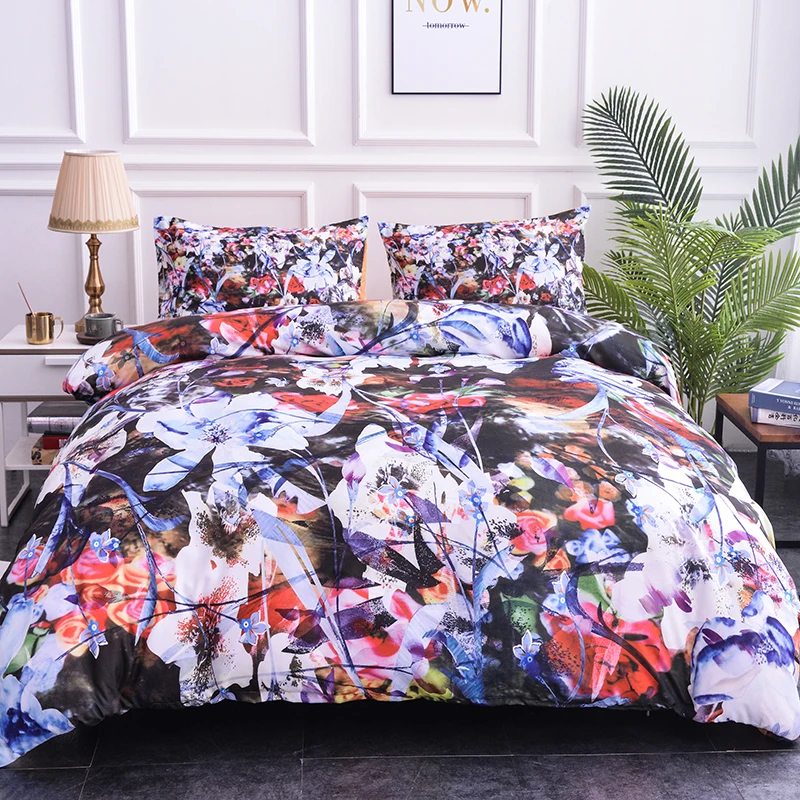 Luxurious Floral Print Bedding Sets 3d Colourful Duvet Cover Queen