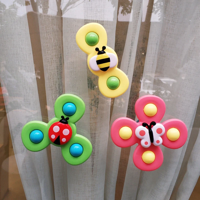Spinner de dibujos animados para niños y adultos, 3 uds., sonajero de bebé, giroscopio de colores ABS, juguete para aliviar el estrés, juguetes para los dedos