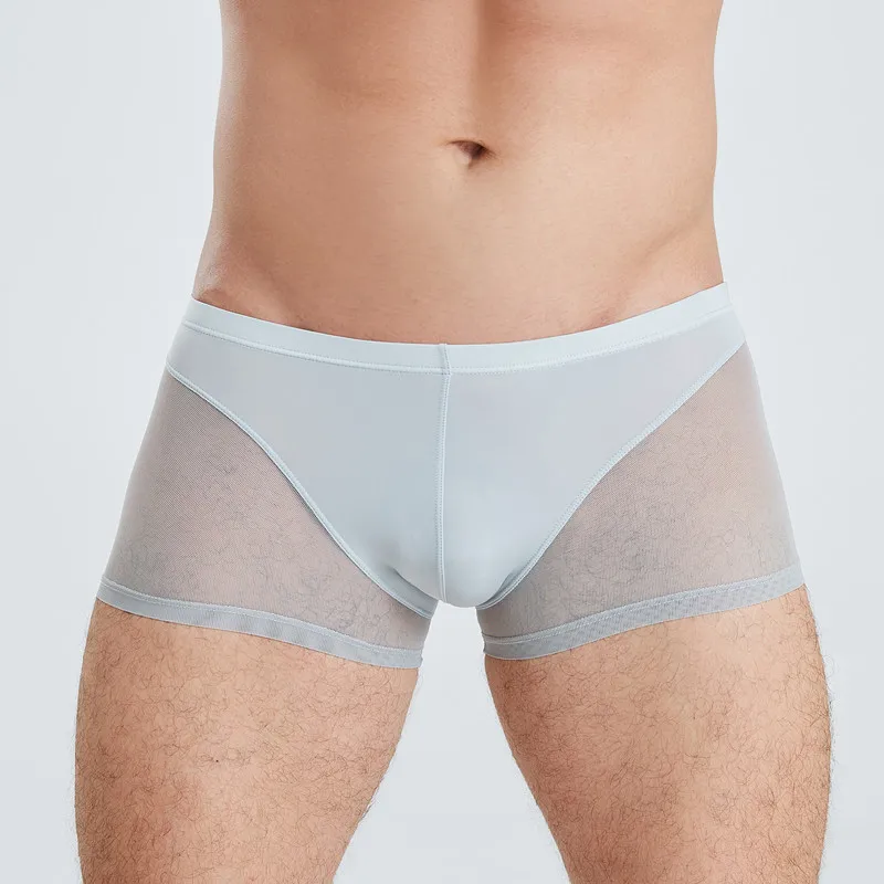 6PCS Men Underwear Mesh Transparent Boxers Polyester Breathable Underpants Cueca Boxershorts Hombre Sexy Shorts Panties Trunks