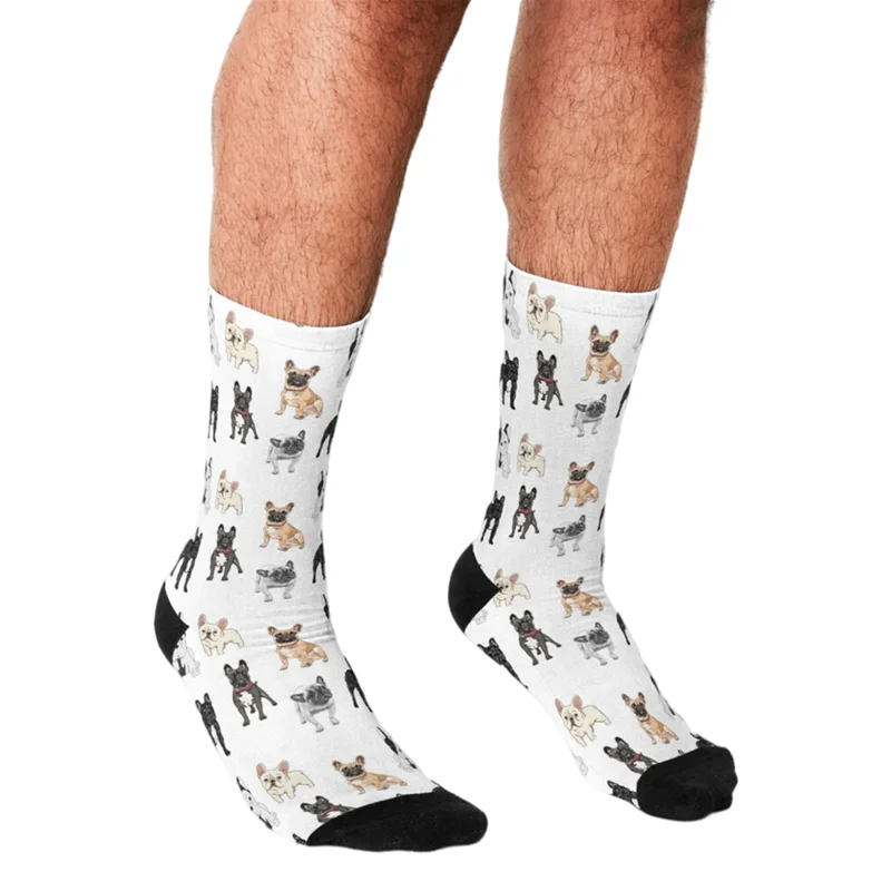 Funny Men socks French Bulldog Brown French Printed hip hop Men Happy Socks cute boys street style Crazy novelty Socks for men crazy world of arthur brown