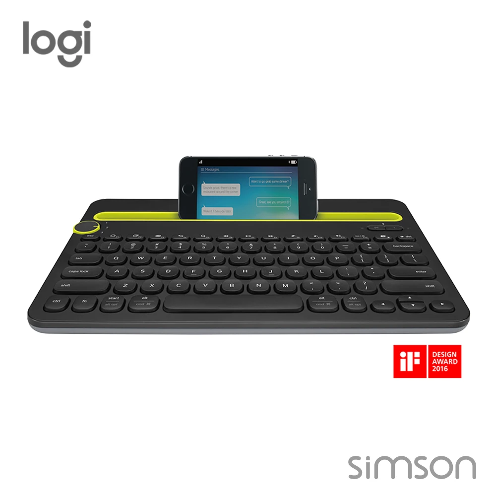 Logitech-teclado inalámbrico K480 con Bluetooth, conjunto de ratón multidispositivo con ranura para soporte para teléfono, para Windows, Mac, OS, iOS y Android