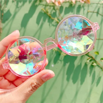 

Kaleidoscope Glasses Rave Festival Party Sunglasses Diffracted Lens-Pink