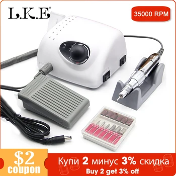 

LKE 35000RPM Nail Drills Strong 210A Manicure Machine Pedicure Kit Electric Strong Nails Art Tool Model Handpiece Nail File Bit