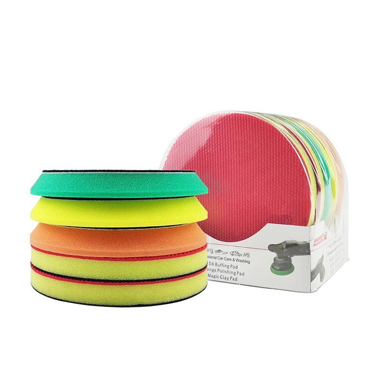 Marflo150mm5PcsSetAbrasiveSpongeBuffingPadKitWithRoundHole
