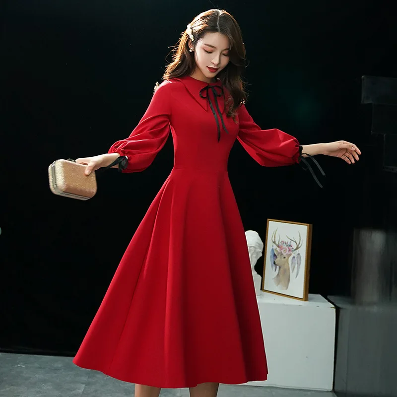 Ретро красный длинный Cheongsam Современная невеста свадебное платье Qi Pao женское традиционное китайское свадебное платье халат Ципао Rouge - Цвет: wine red
