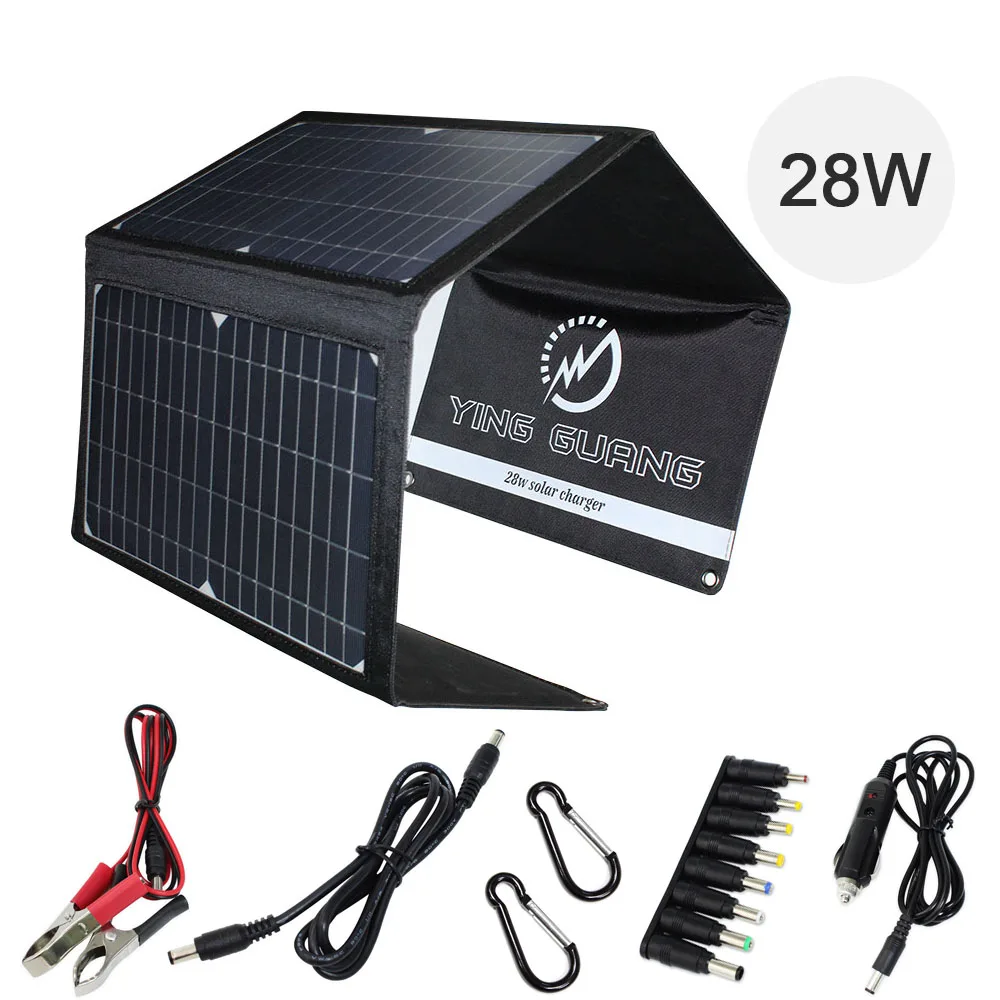 hot sale Multipurpose foldable solar panel 18v 28w portable solar charger for laptop 12v battery phone tablet