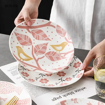 

8 inch Japanese embossed underglaze ceramic tableware restaurant shallow dish household dish western pastry heart flat plate