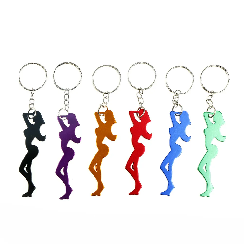 Shark Beauty Lady Ruler Shaped Bottle Opener Keychain Zinc Alloy Beer Bottle Opener Women Men Key Ring Unique Creative Gift
