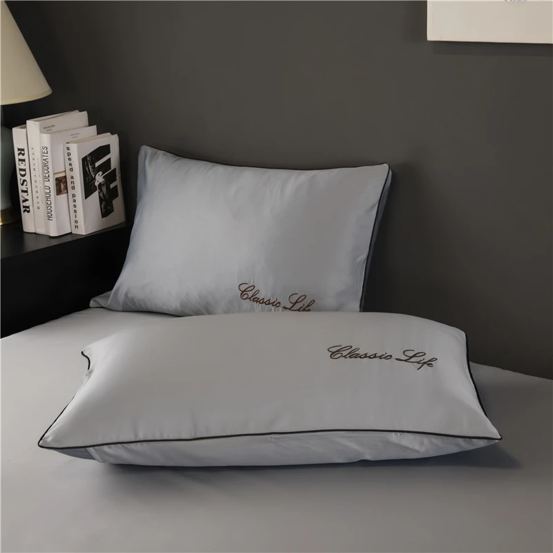 

100% nature mulberry Silk pillowcase High end embroidery Sleep Pillow Cover solid color Pillowcase Cover Free shipping