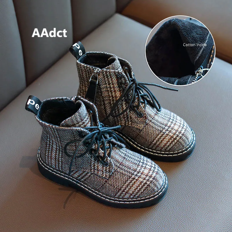 TiaoWen cotton AAdct/ г.; ботинки для девочек; зимние хлопковые теплые новые детские ботинки martin для девочек; Брендовая детская обувь ручной работы из натуральной кожи - Цвет: TiaoWen cotton