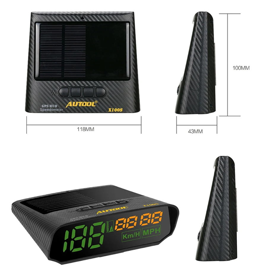 AUTOOL X100 Универсальный Автомобильный HUD gps дисплей км/ч MPH Превышение скорости