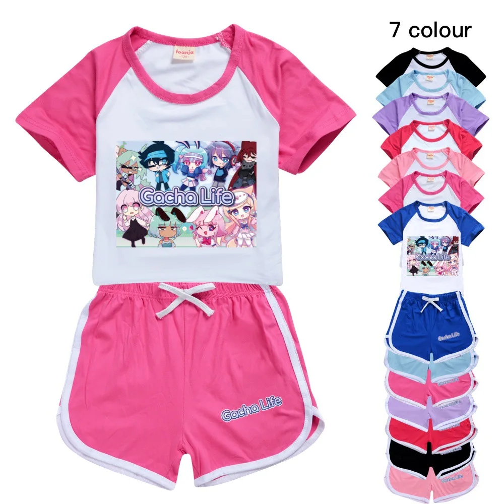 

Gacha Life Kawaii Fashion T-shirt Shorts Leisure Sports Suit Boy Clothing Set School kids Outfit Girls Boutique Outfits Tshirt
