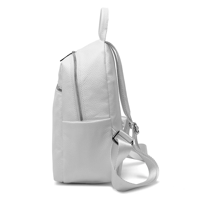 ZENCY 100% Genuine Cow Leather Silver Accessories Women's Backpacks Ladies Girl Cowhide Female School Book Backpack Rucksack fashionable travel backpacks