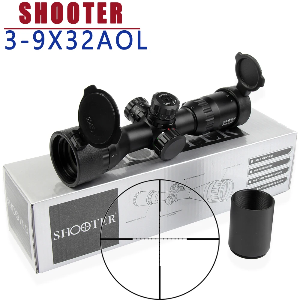 Стрелок 3-9X32 AOL короткий тактический прицел с синим и красным и зеленым светом Mil-dot оптический прицел охотничья оптика для ночной охоты