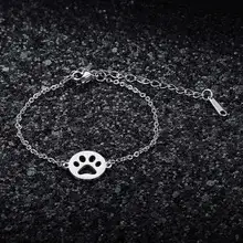 AAAAA качество нержавеющая сталь Pet собака браслет с подвеской в виде лапы для женщин Женский сказочный браслет с высокой полировкой очаровательные браслеты