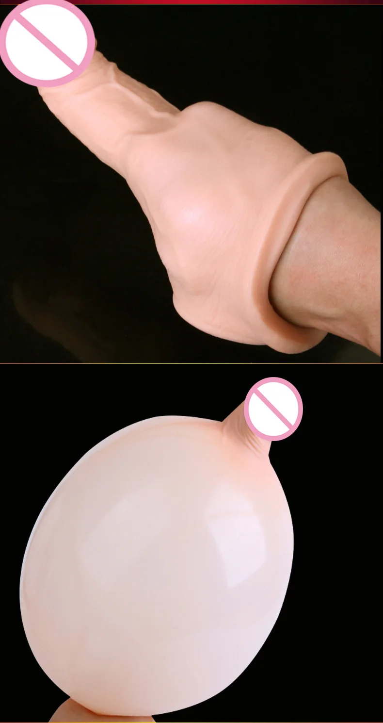 JIUAI Penis Extender Super Soft Silicone Realistic Cock sleeve Reusable Condoms Sex Toys For Men On The Dick Scrotum Bondage  (13)