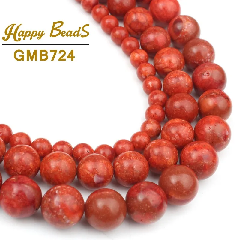 

Natural Red Coral Beads Round Loose Spacer Bead For Jewelry Making 6/8/10/12mm 15”Strand Diy Charm Bracelets Accessories