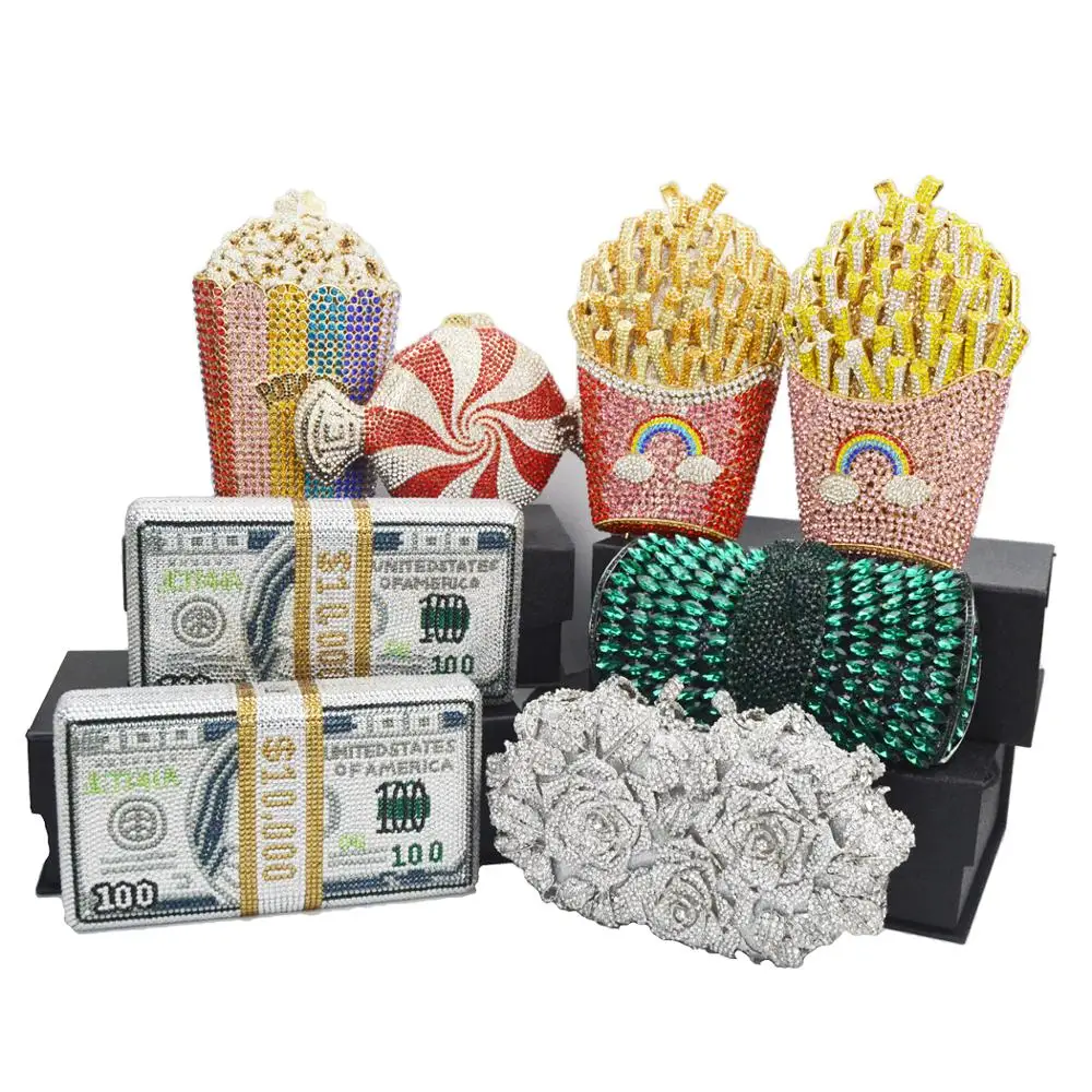 New crystal Money USD bags Dollar Design Luxury Diamond Evening Bags Party Purse Clutch Bags sc992