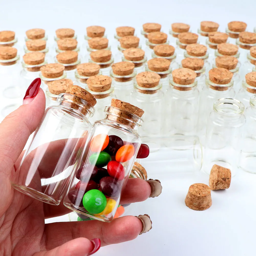 Qixivcom 60 Pieces 1ml Mini Small Clear Glass Bottles Vials Tiny Jar with Plastic Stopper Miniature Bottle Message Bottle Gift DIY Decoration Wishing