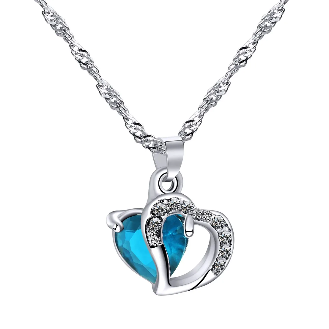 1Pc Vinatge  Heart Love Necklaces & Pendants Shellhard Womens Elegant Rhinestone Long Chain Necklace For Women  Jewelry 7Colors