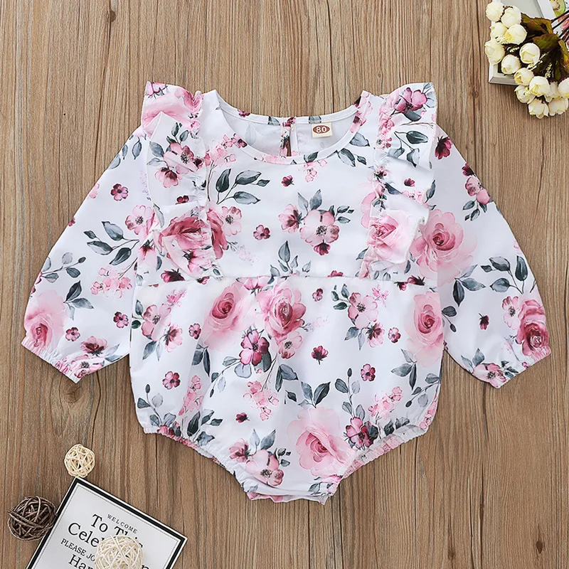 

Floral Baby Romper Cotton Long Sleeve Infant Romper Fashion Baby Girls Clothing