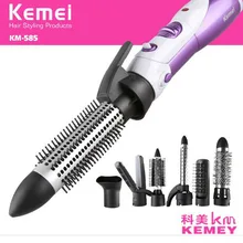 KEMEI KM-585 7 в 1 электрическая расческа вращающаяся Фен щетка для завивки волос