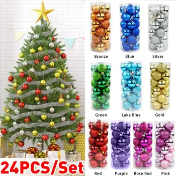 

24Pcs Christmas Tree Decor Ball 60mm Bauble Christmas Hanging Party Ornament Decorations for Home New Year Christmas Decorations