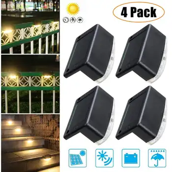 

4PCS LED Solar Stairs Lights Outdoor Waterproof Garden Pathway Courtyard Patio Steps Fence Lamps Solar Wall Landscape Lamps