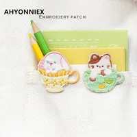 Buy AHYONNIEX Cute Cup Cat Embroidery Patches for Bag Jeans Dog Teddy Rabbit Hamster Iron On Patches for Clothes Small Patches Online - Image 5