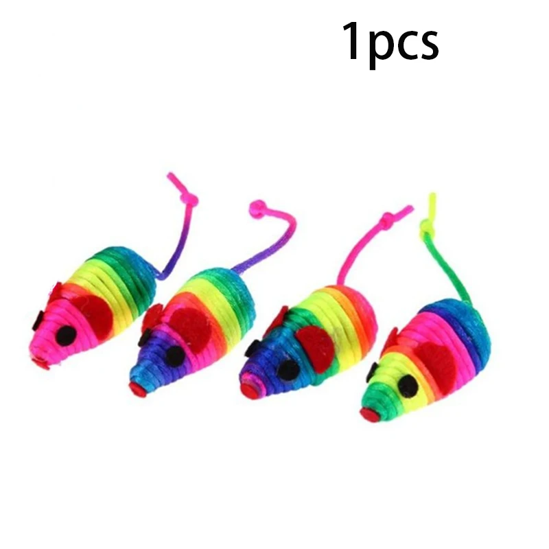 1PCS Cat Interactive Toy With Small Bell Mouse Cage Toys Plastic Artificial Colorful Cat Teaser Toy Supplies