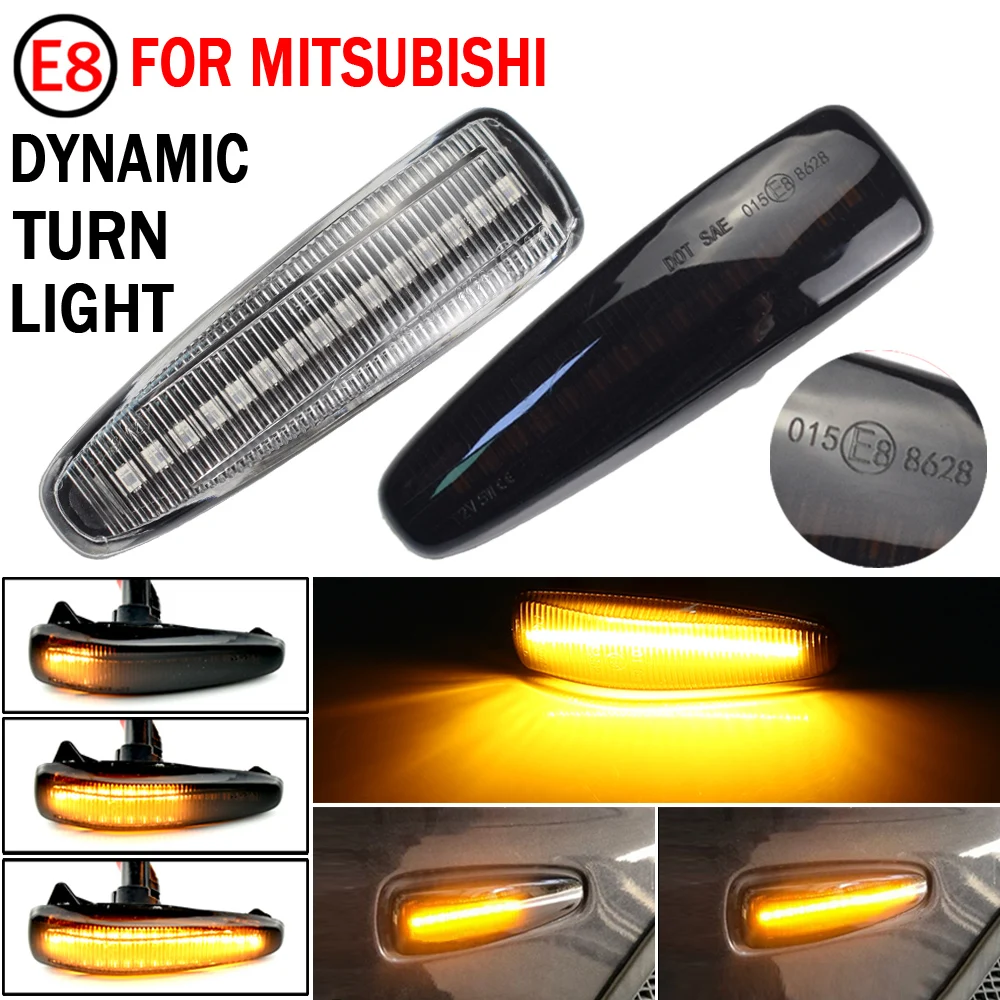 2x Sequential Amber LED Side Marker Light For Mitsubishi Lancer Evo X Mirage GL 