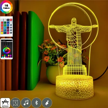 

Brazilian Image of Jesus Led Night Light Cristo Redentor 7 Color Changing Acrylic for Birthday Gift Decor Lamp Bluetooth Speaker