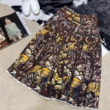 Элегантные длинные юбки для женщин миди-юбка с высокой талией для женщин осенняя хлопковая юбка с принтом для женщин