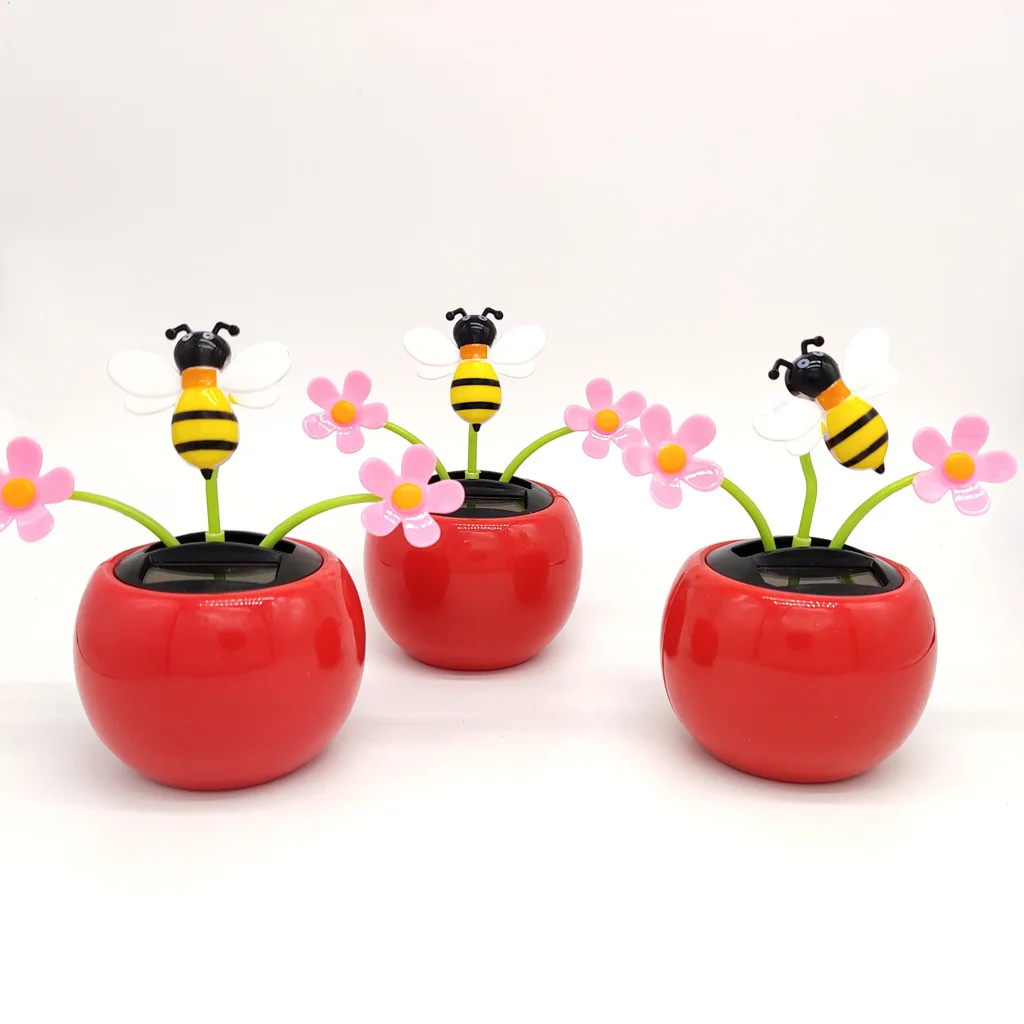 Cute Flower Honeybee Solar Powered Dancing Doll Home Car Ornament