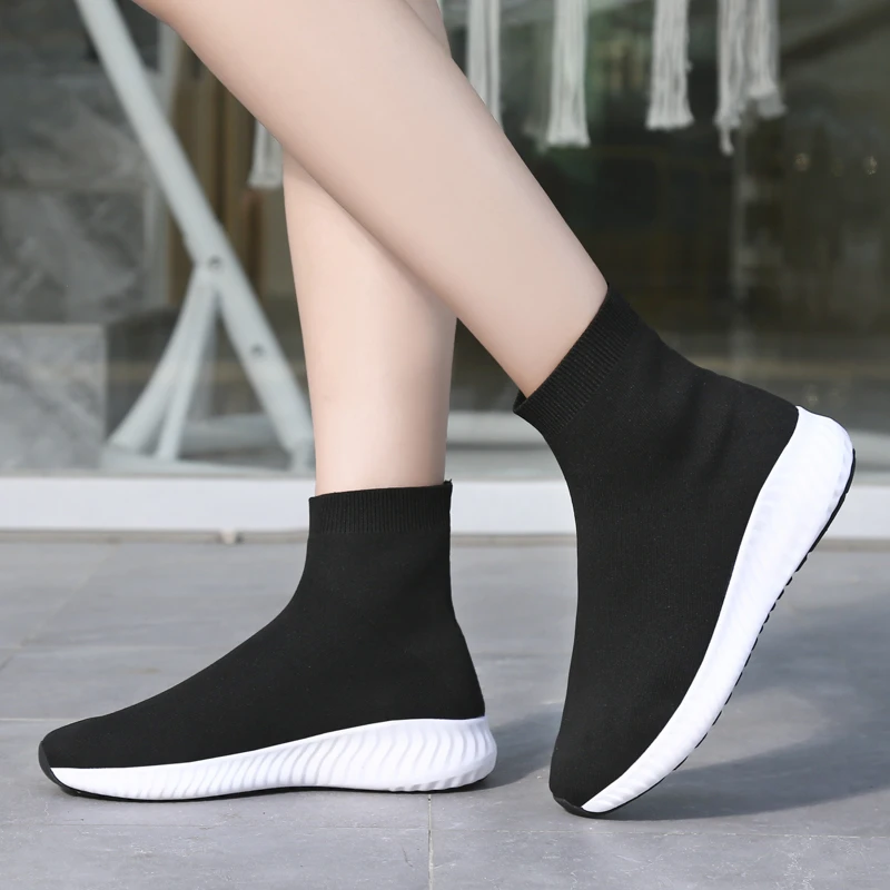 Calcetines de marca para mujer, zapatillas de deporte de punto, transpirables, de calcetín, zapatos gruesos, Zapatillas altas para correr|Zapatos de mujer| - AliExpress