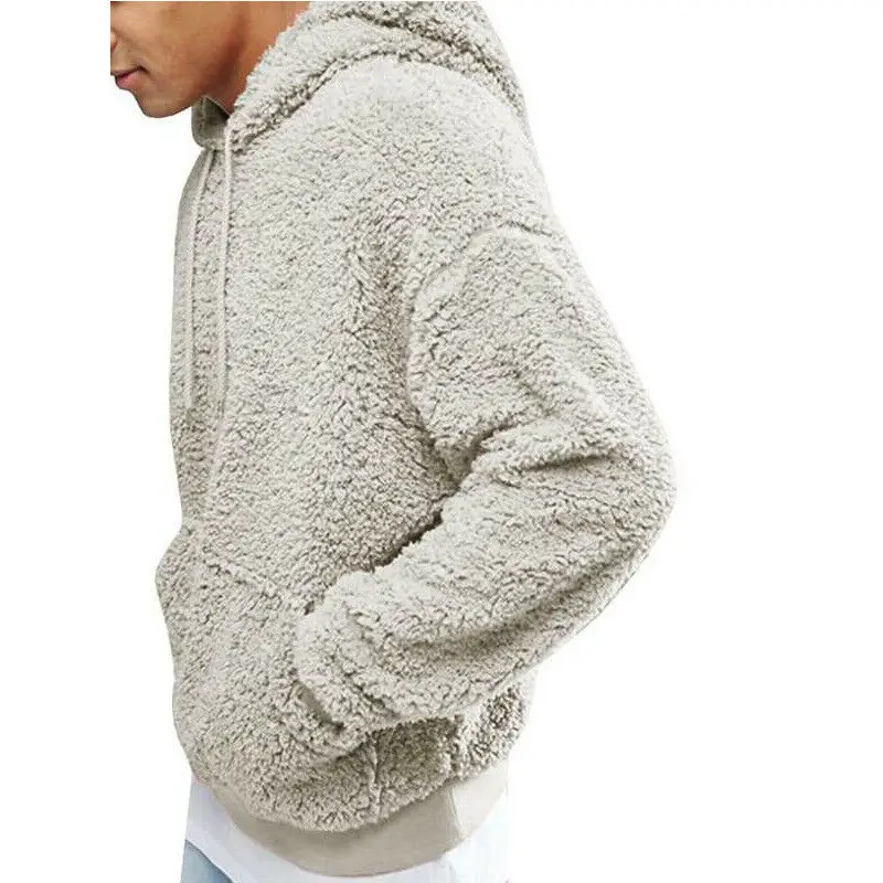 Британский мужской модный теплый Пушистый пуловер с капюшоном, флисовая толстовка, повседневное однотонное пальто с капюшоном, джемпер на осень и зиму