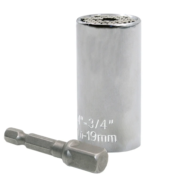 silver white 2pcs 2 шт. ручные инструменты 7-19 мм Универсальный торцевой гаечный ключ с головкой Многофункциональный Динамометрический рукав с адаптером для сверла Инструменты для ремонта 64 - Color: silver white 2pcs