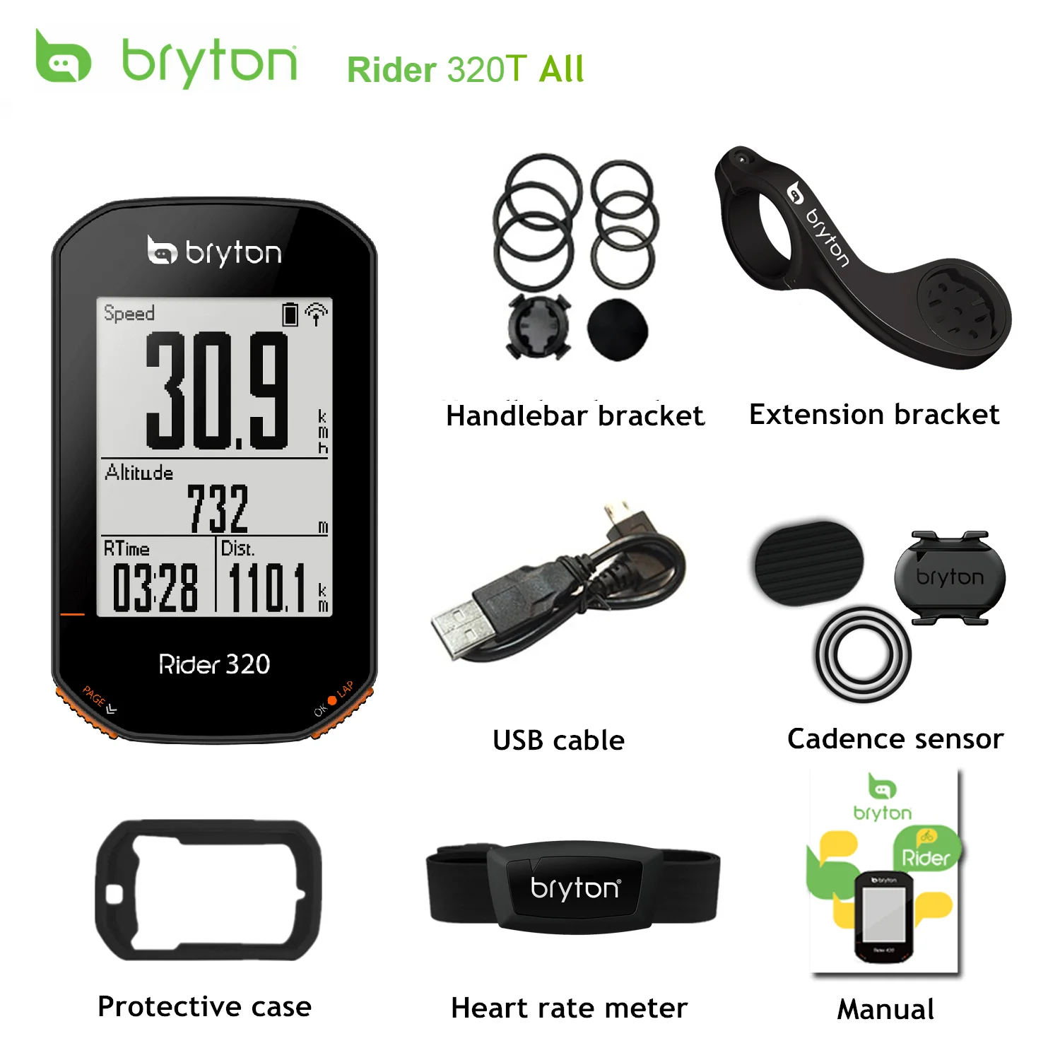 Беспроводной GPS-навигатор Bryton Rider 320 GNSS/ANT + Bluetooth Глобальная скорость частота