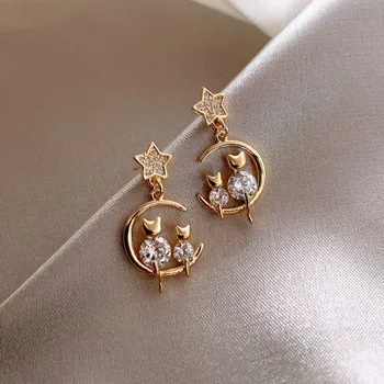

Zeojrlly Metal Trendy Geometric Women Dangle Earrings Cat Earrings Korean Simple Earrings Female Elegant Cute Jewelry for women