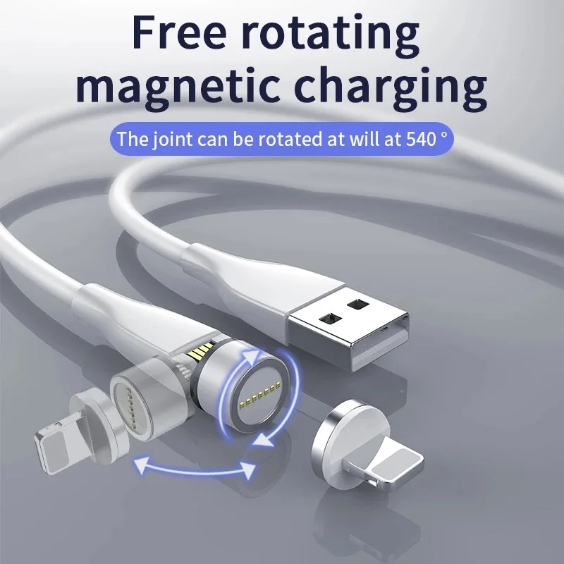 Магнитный кабель 3 А для быстрой зарядки Micro USB Тип C вращающийся на 540 градусов