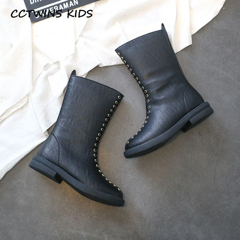 Thin Black CCTWINS/детская обувь; коллекция года; Сезон Зима; модные детские ботинки до середины икры; обувь из искусственной кожи для девочек; брендовые теплые ботинки; FB1823 - Цвет: Thin Black