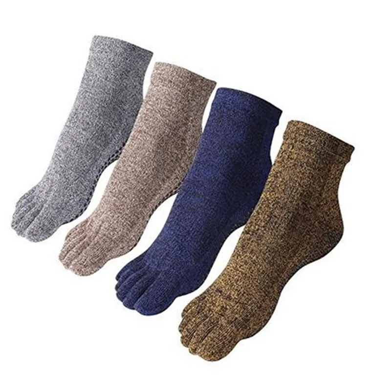 1 Pair Men's Pure Cotton Yoga Socks Silicone Non Slip Breathable Five