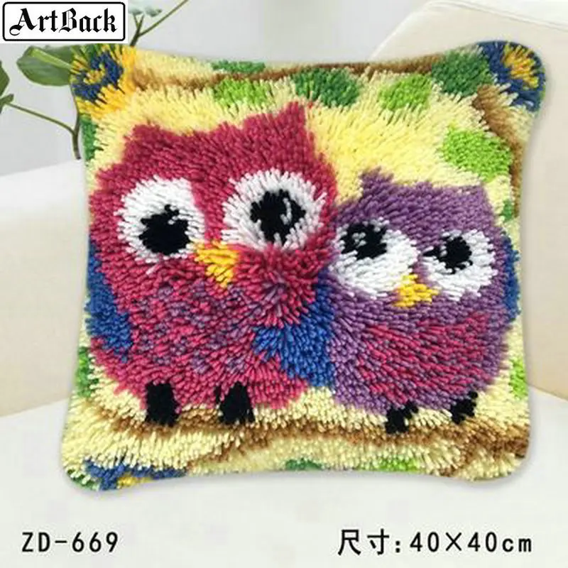 Full mesh embroidered cross stitch mosaic animals Coarse Wool Cross Stitch Carpet Embroidery owl Segment Pillow DIY | Дом и сад