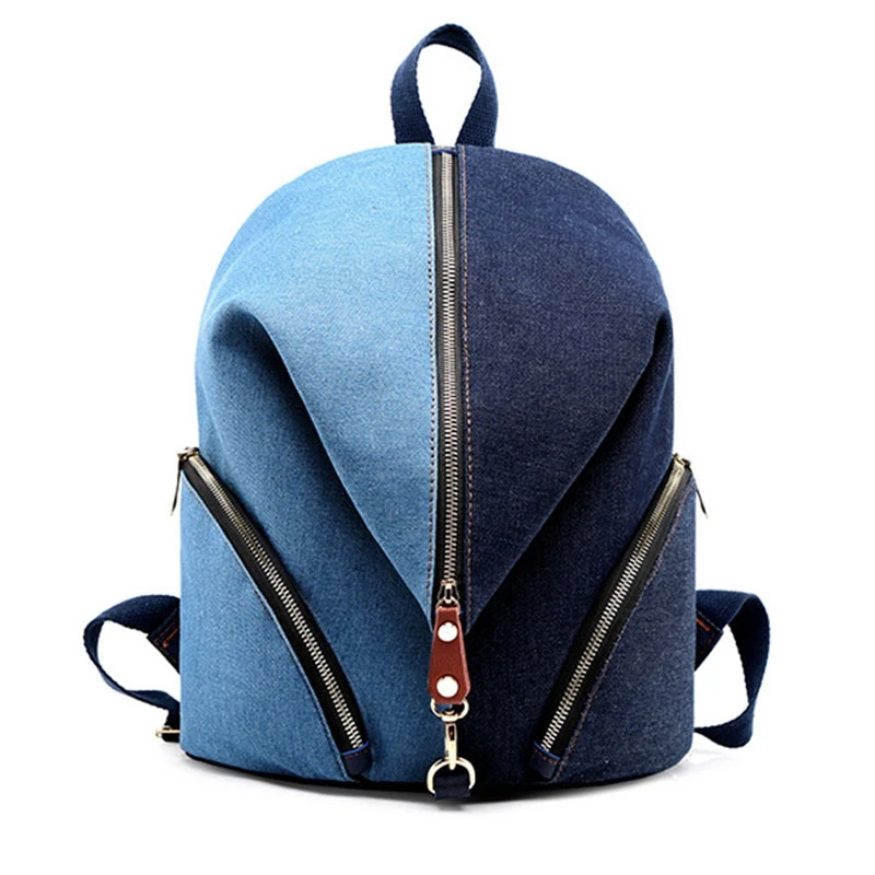 

ABDB-Colorblock Canvas Shoulder Bag Fashion Large Capacity Backpack Tide Female Travel Bag Student School Bag