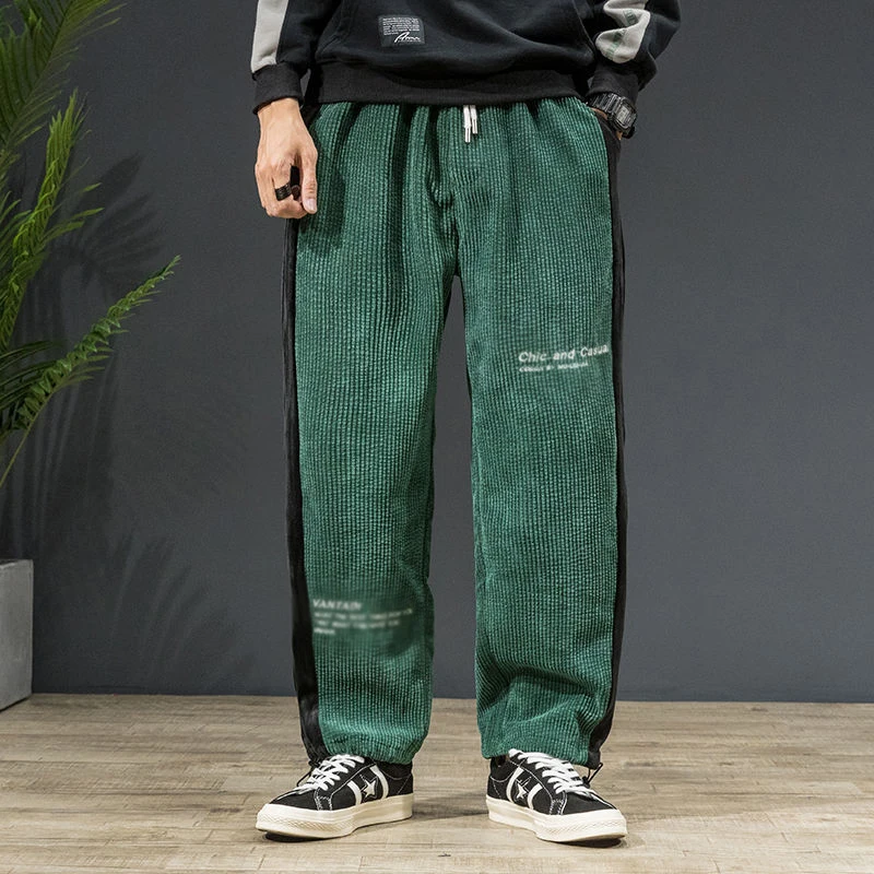 Idopy, модные мужские шаровары, японский стиль, вельветовые, зимние, в стиле хип-хоп, пэчворк, свободные, с завязками, брюки для мужчин - Цвет: blue