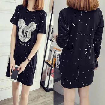 

Fashion Cartoon Women Long Sleeve Maternity Tops Dress Ladies T-Shirt Loose Pregnancy Loose Clothes T Shirt Plus Size M-4XL