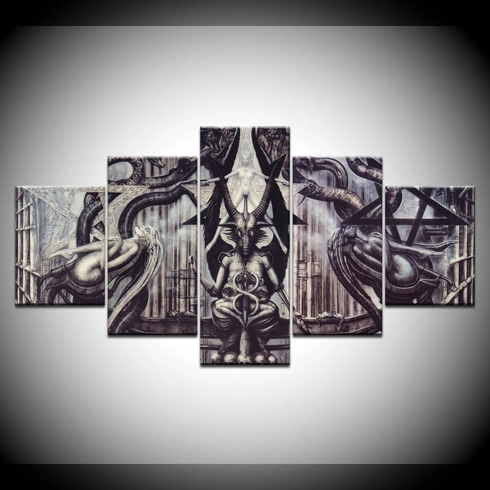 Модульная Картина на холсте с изображением инопланетянина 5 шт. | Дом и сад