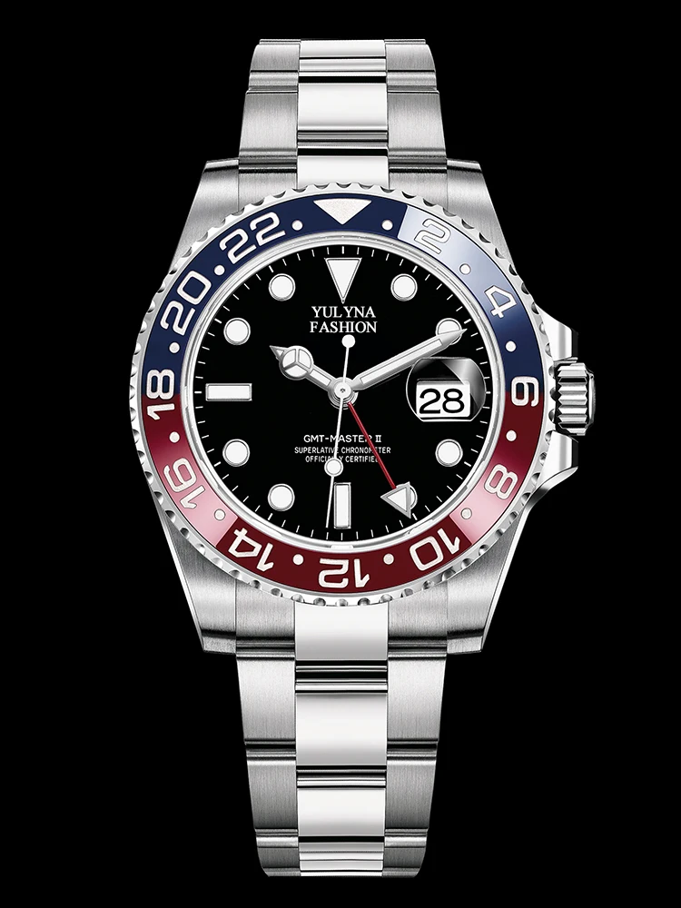 Мужские часы роскошного бренда GMT автоматические механические