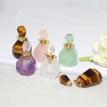 

1PC Gem stone Perfume Bottle Pendant Aromatherapy Essential Oil Diffuser Bottle Jewelry for women